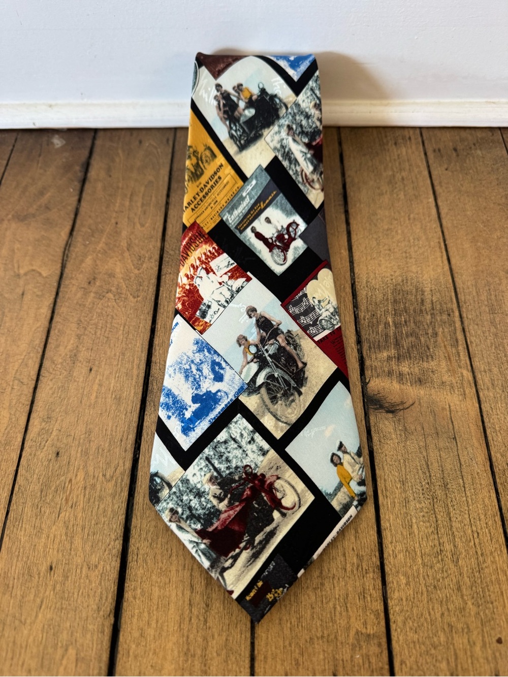 Nicole Miller Vintage 90s Harley Davidson Motorcycle Silk Tie